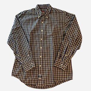 Izod Mens Plaid Long Sleeve Button Down Casual Shirt Size Medium